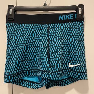 Nike Pro Blue Geometric Print Shorts Size S